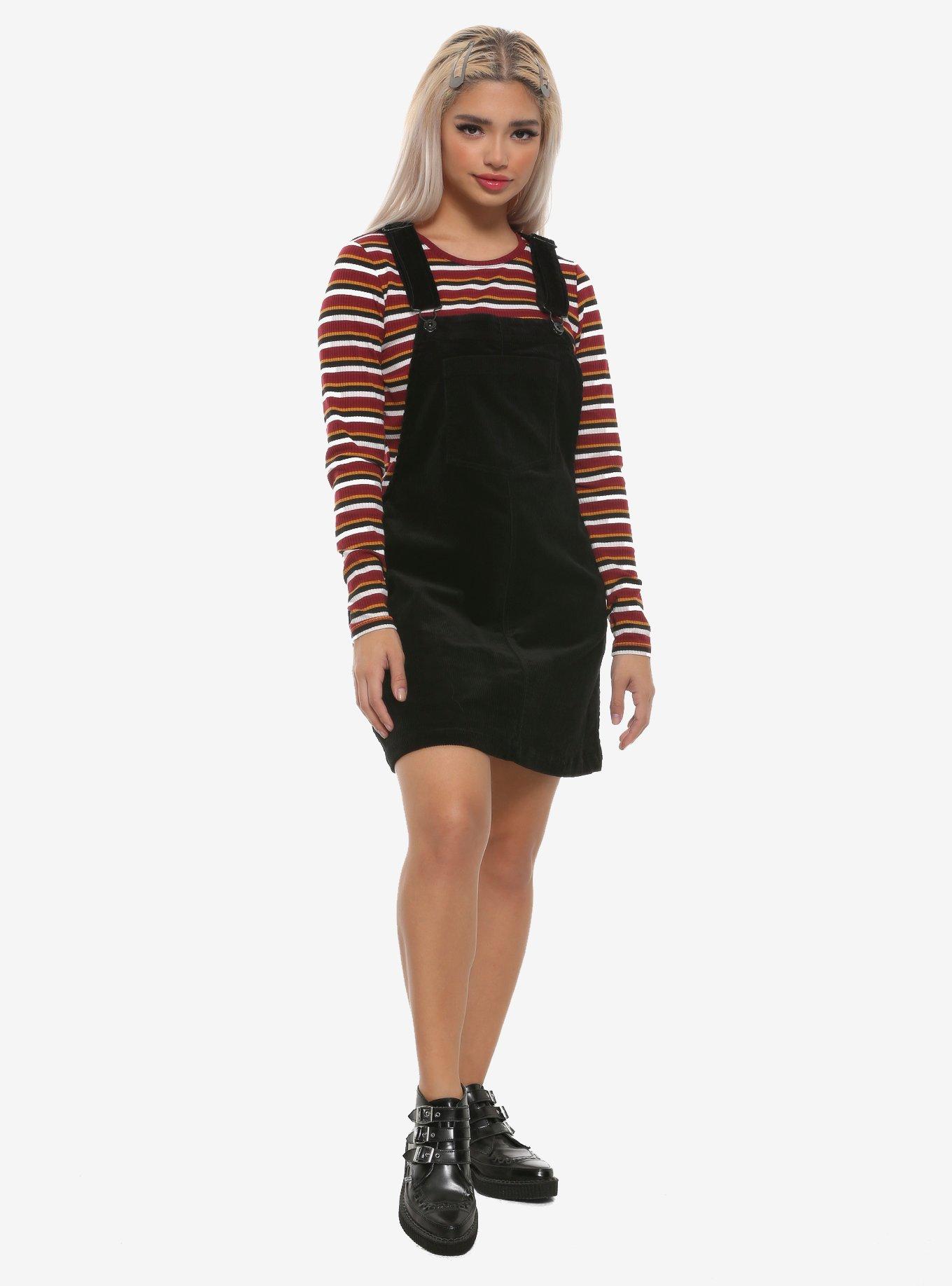 Black Corduroy Skirtall, BLACK, alternate