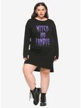 Witch And Famous Long-Sleeve T-Shirt Dress Plus Size, PURPLE, alternate