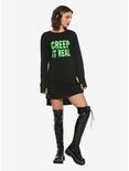 Creep It Real Long-Sleeve T-Shirt Dress, GREEN, alternate