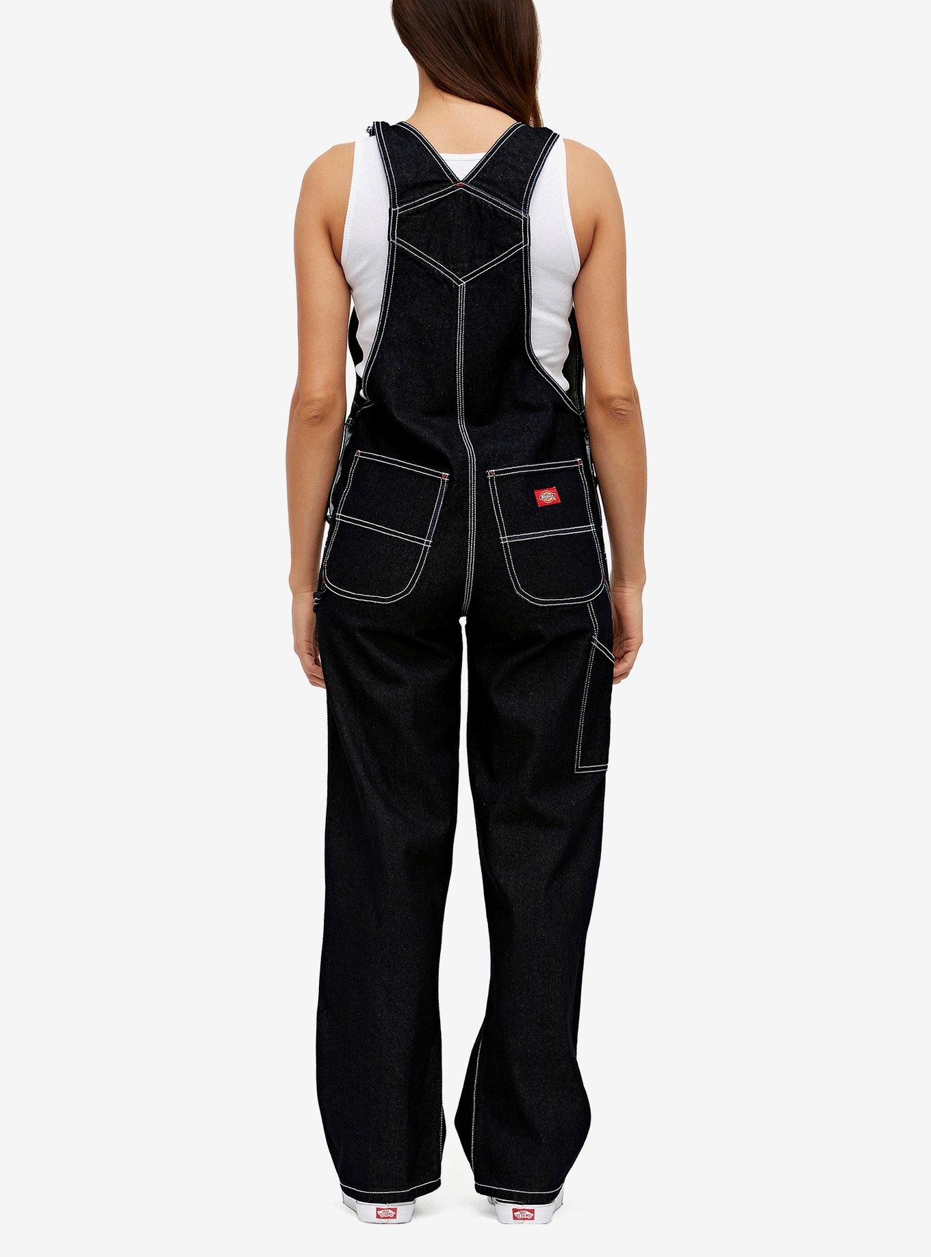 Dickies Black Contrast Carpenter Overalls, , alternate