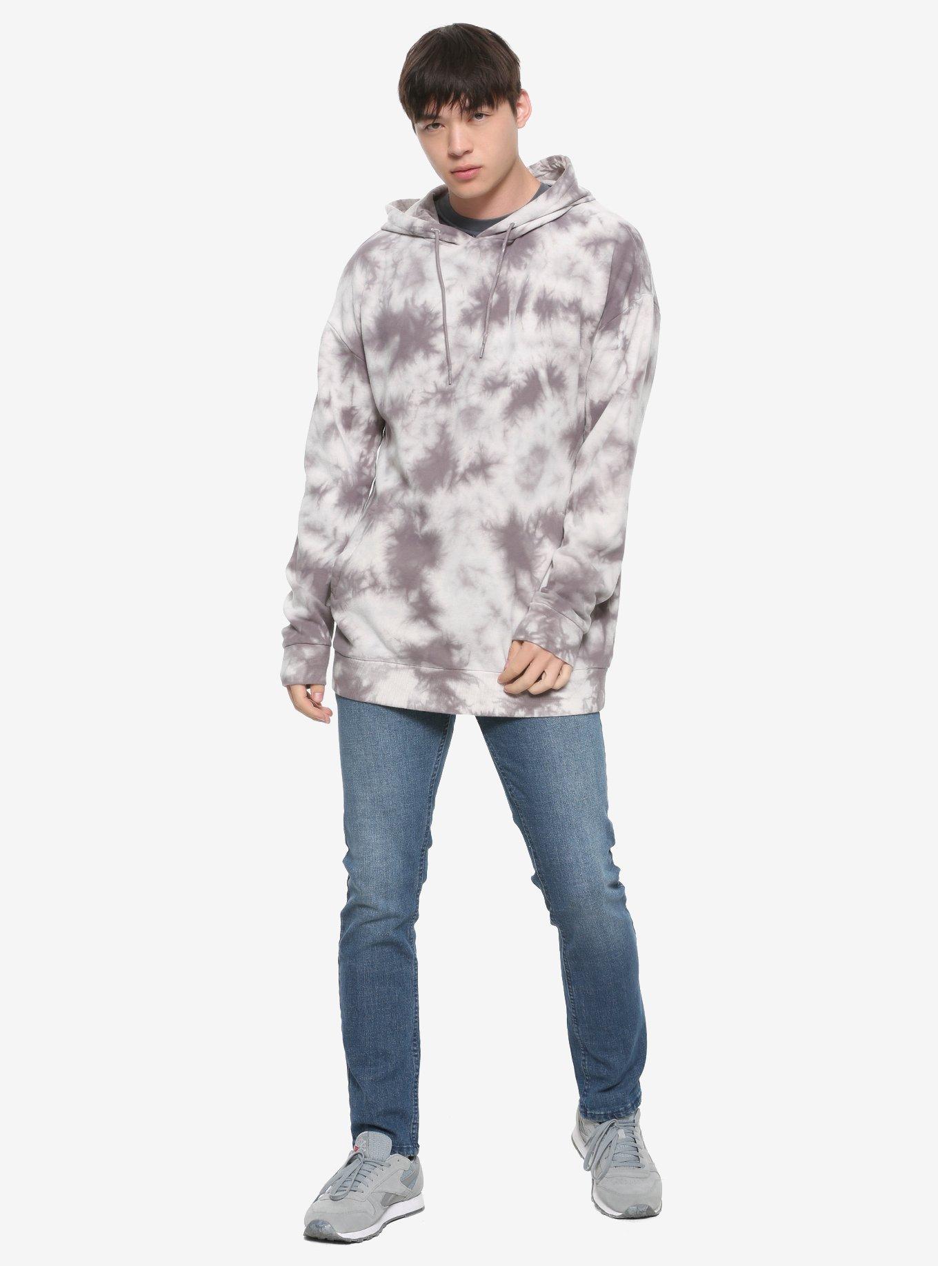 Grey Tie Dye Longline Hoodie Hot Topic