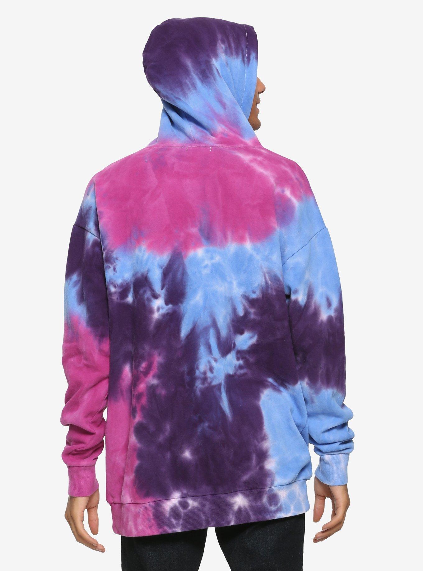 Pink Blue & Purple Tie-Dye Longline Hoodie, MULTI, alternate