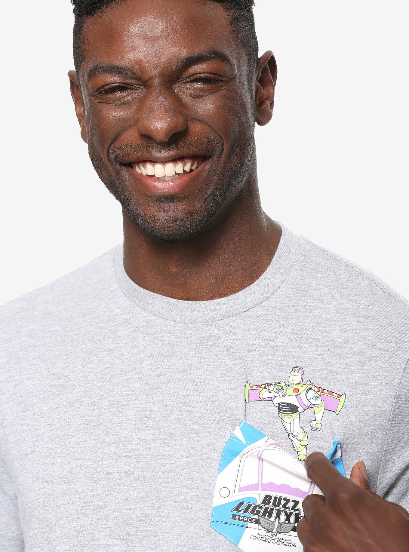 Disney Pixar Toy Story Buzz Lightyear Pocket T-Shirt - BoxLunch Exclusive, GREY, alternate