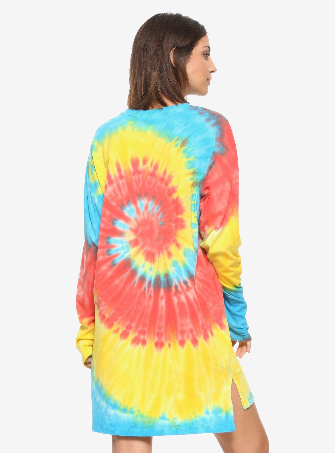 Disney Mickey Mouse Tie-Dye Long-Sleeve T-Shirt Dress, , alternate