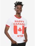 Happy Canada D'eh Ringer T-Shirt, WHITE, alternate