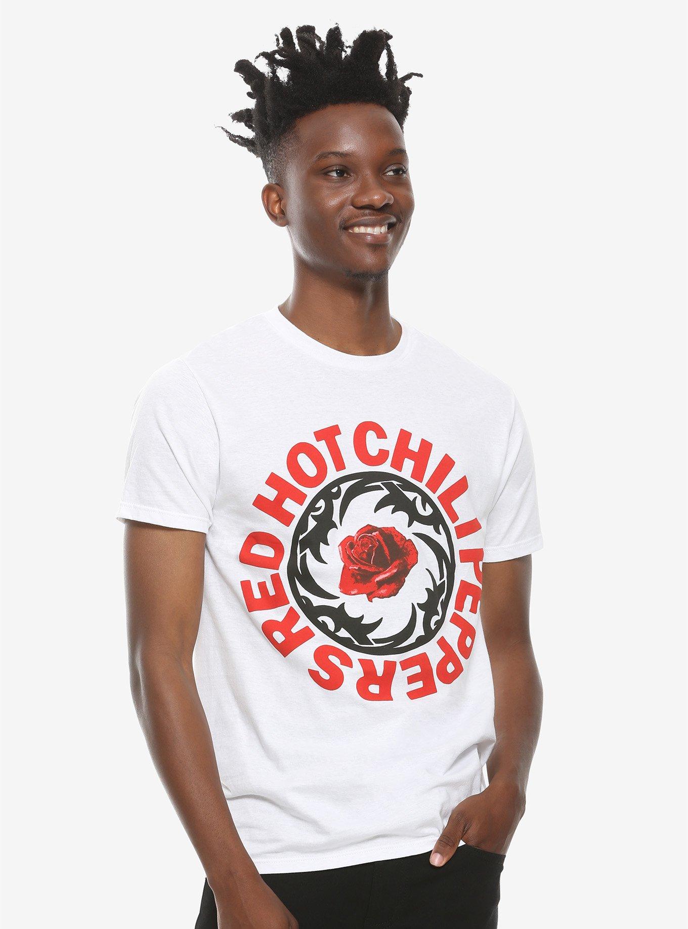 Red Hot Chili Peppers Blood Sugar Sex Magik Rose Logo T-Shirt, WHITE, alternate