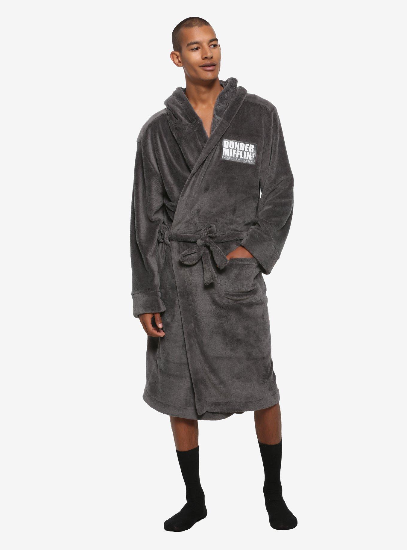 The Office Dunder Mifflin Grey Plush Robe - BoxLunch Exclusive, , alternate