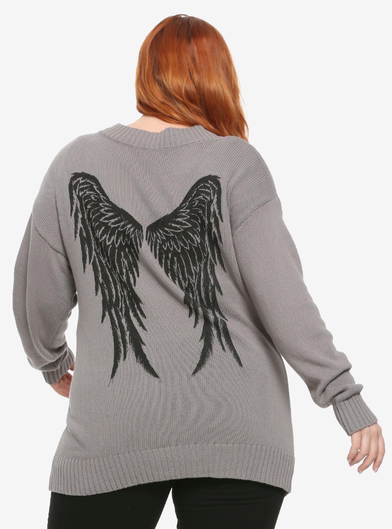 Supernatural Castiel Wings & Angel Blades Girls Sweater Plus Size, BLACK, alternate