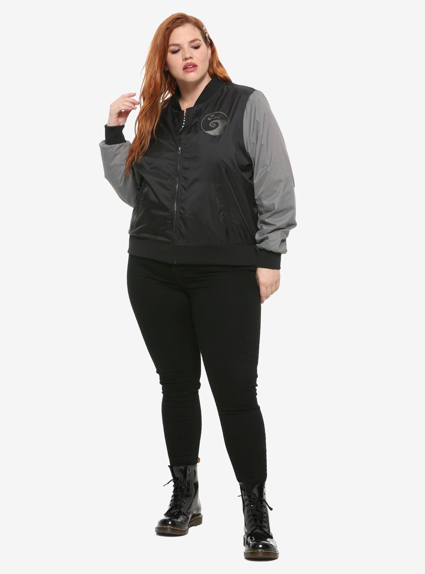 The Nightmare Before Christmas Black & Grey Bomber Jacket Plus Size, , alternate