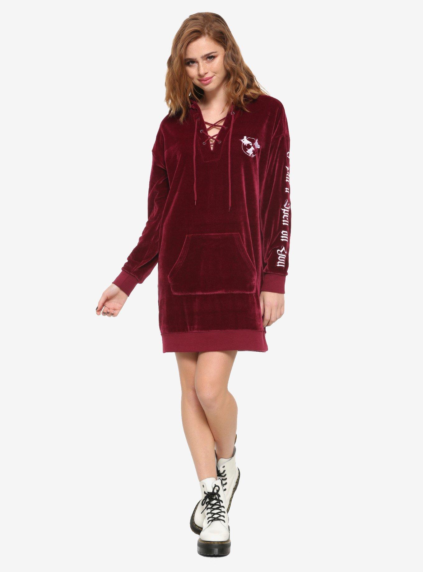 Her Universe Disney Hocus Pocus Velour Lace-Up Hoodie Dress, , alternate