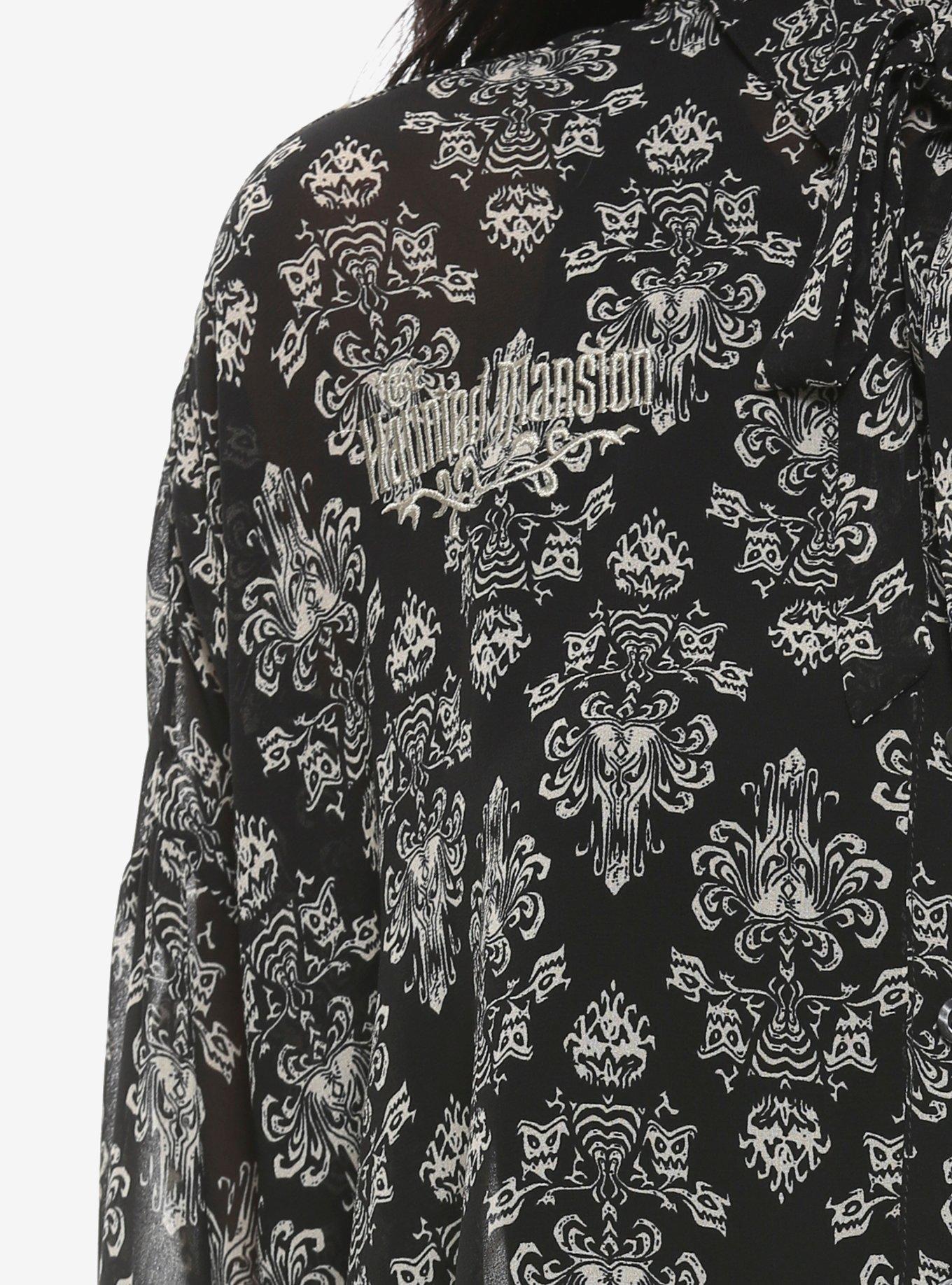 Her Universe Disney The Haunted Mansion Wallpaper Hi-Low Woven Button-Up, , alternate