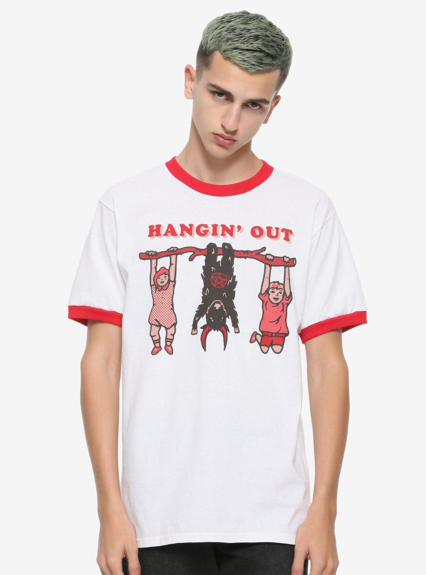 Hanging Out Ringer T-Shirt, WHITE, alternate