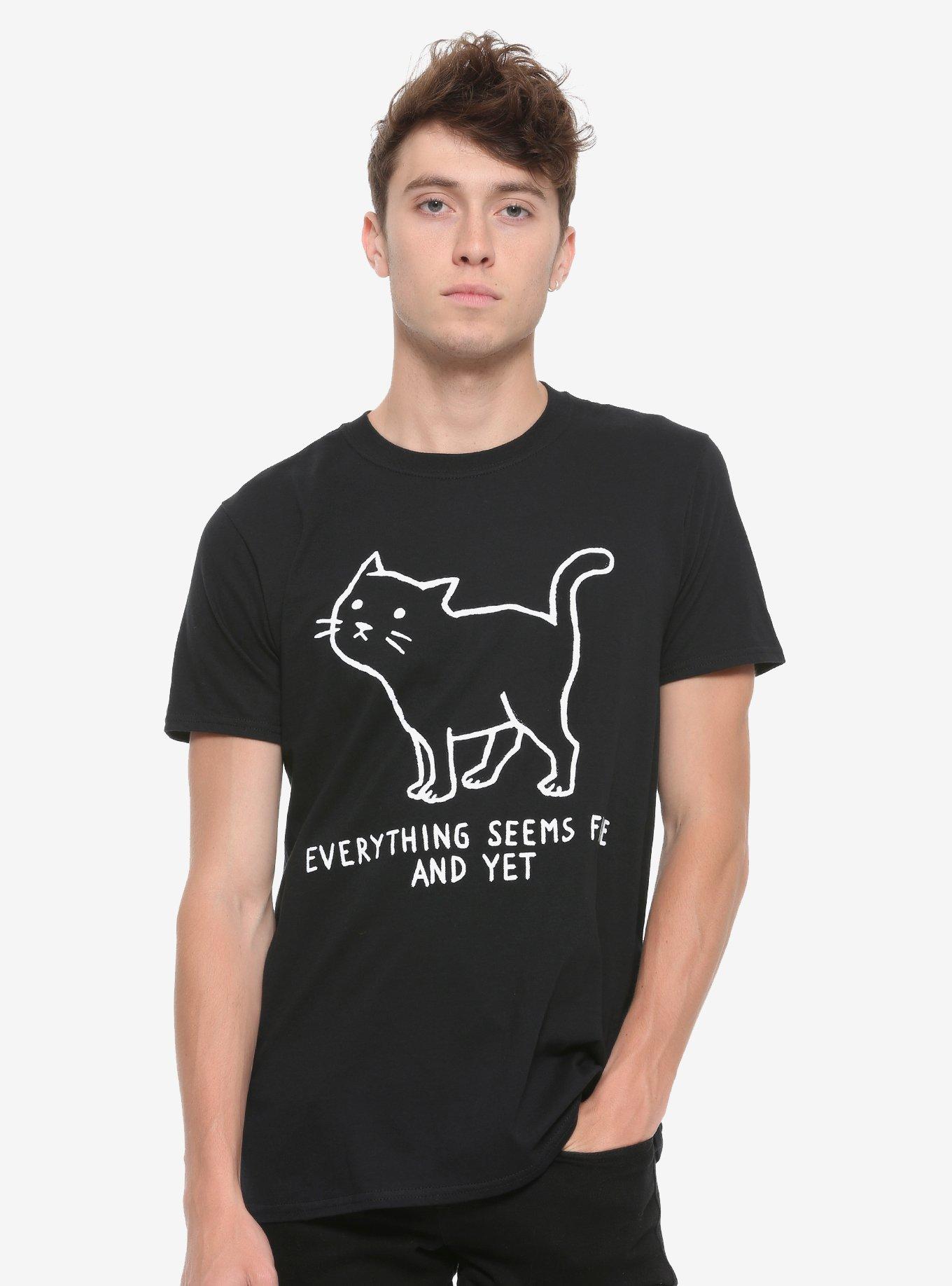 Everything Seems Fine Cat T-Shirt, BLACK, alternate