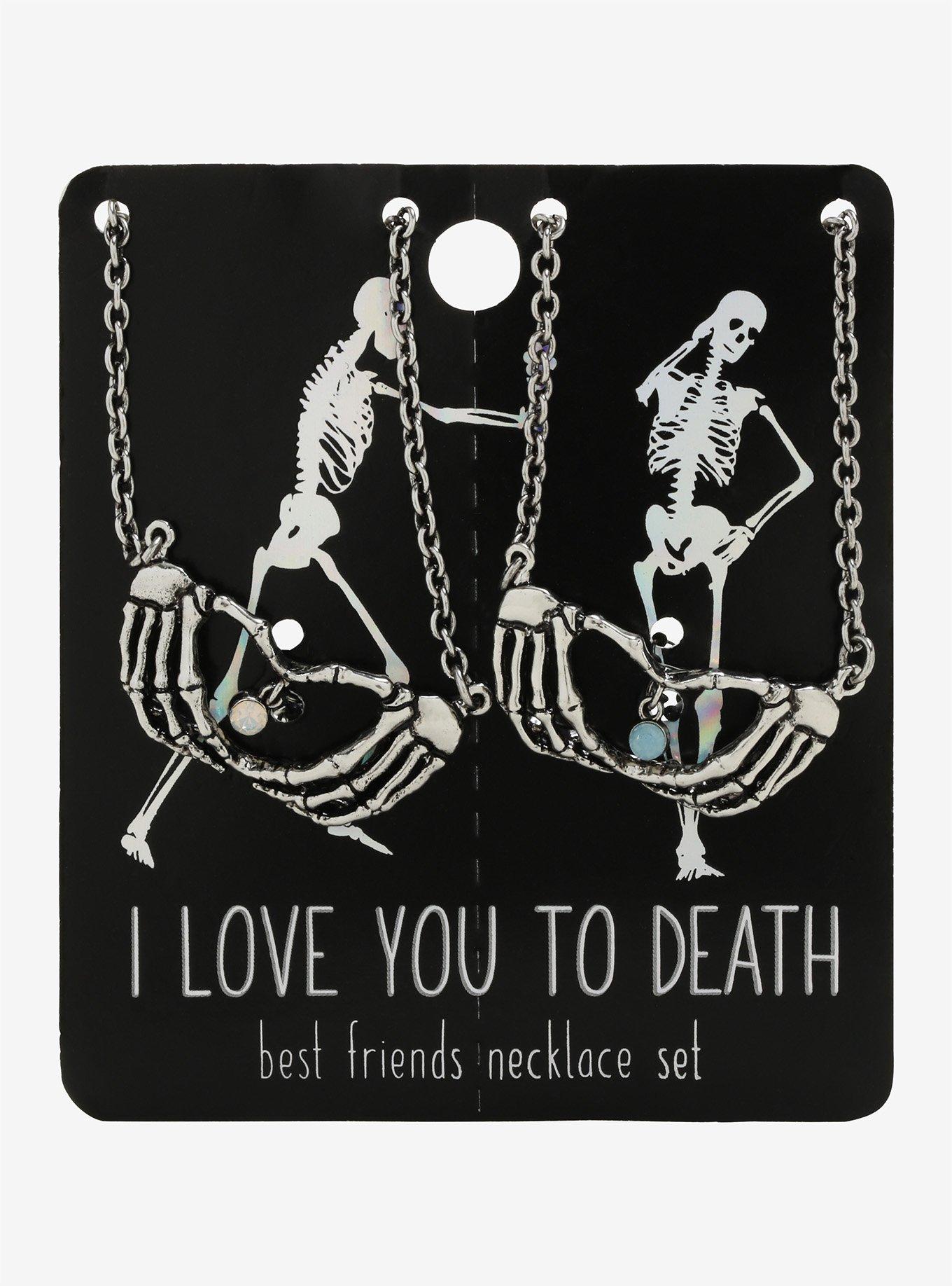 Skeleton Hands Best Friend Necklace Set, , alternate