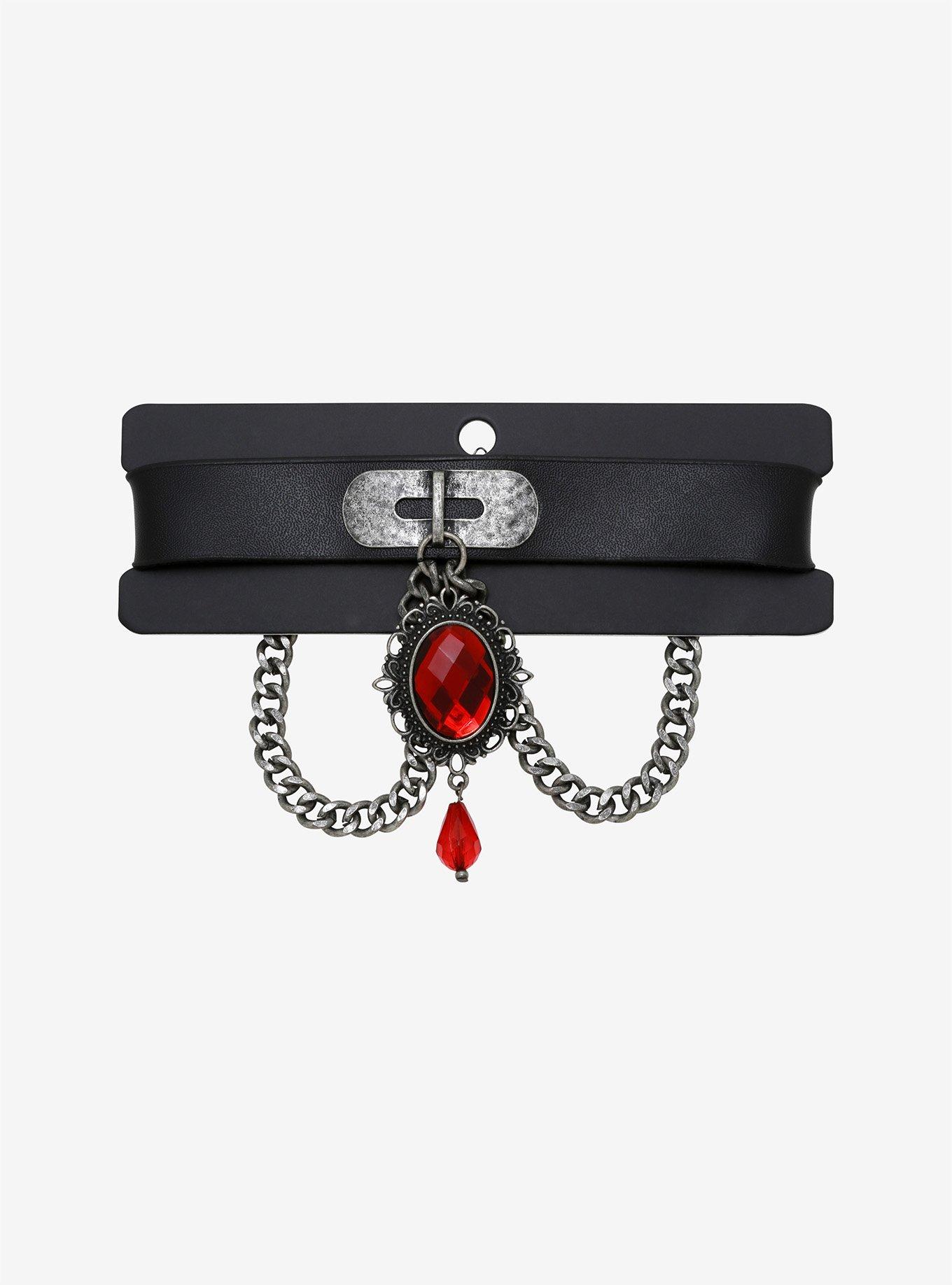 Ruby Chain Faux Leather Choker, , alternate