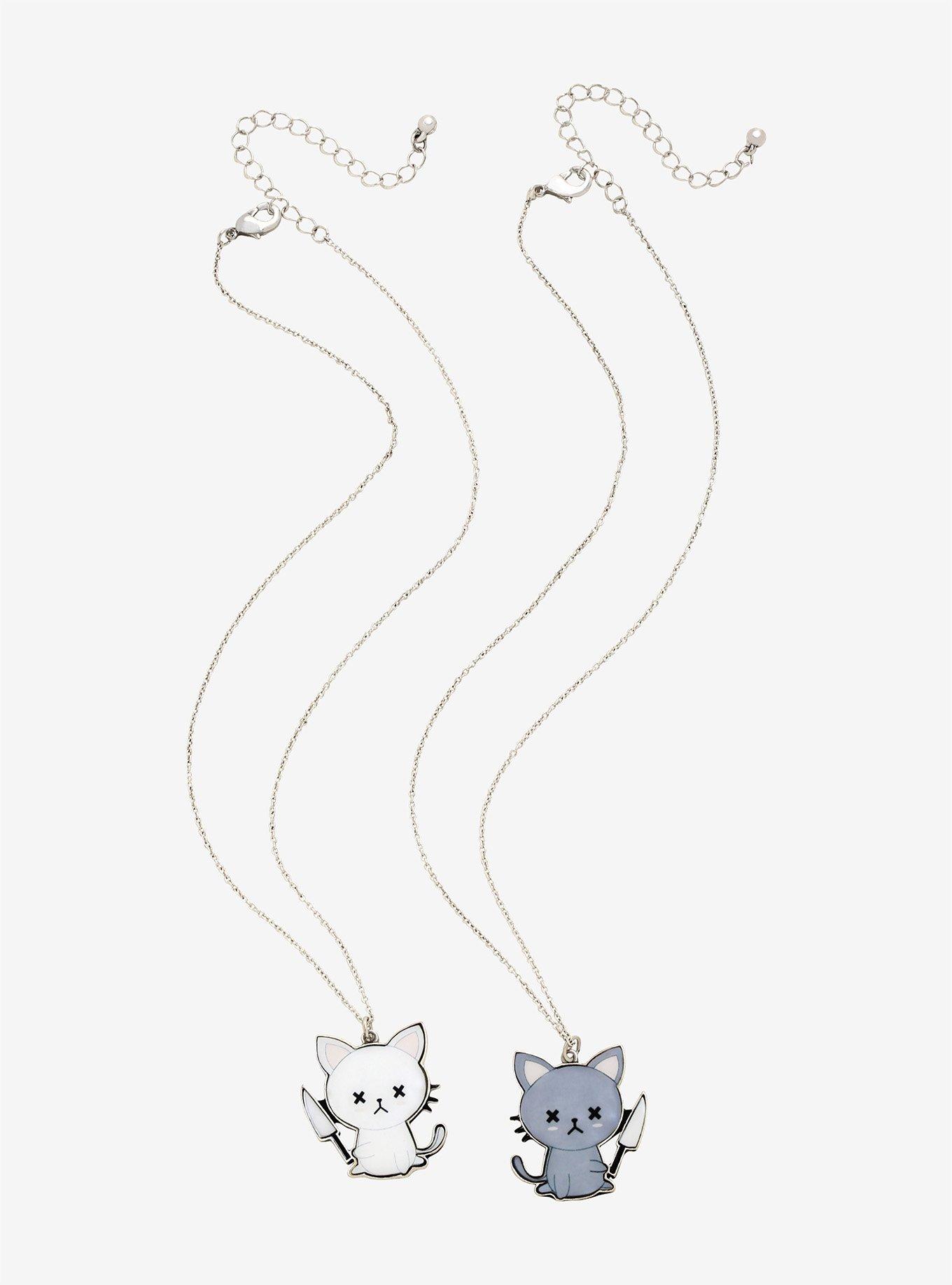 Cats With Knives Best Friend Necklace Set, , alternate