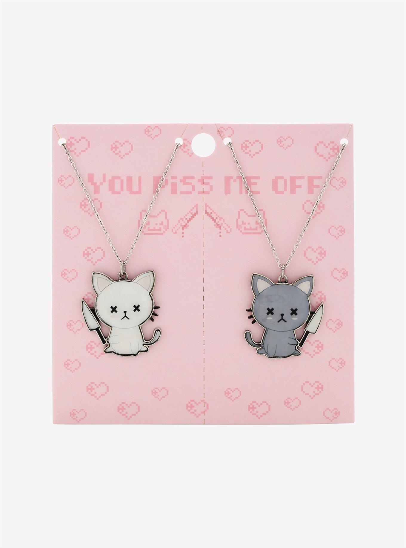 Cats With Knives Best Friend Necklace Set, , alternate