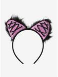 Laced-Up & Fuzzy Cat Ear Headband, , alternate