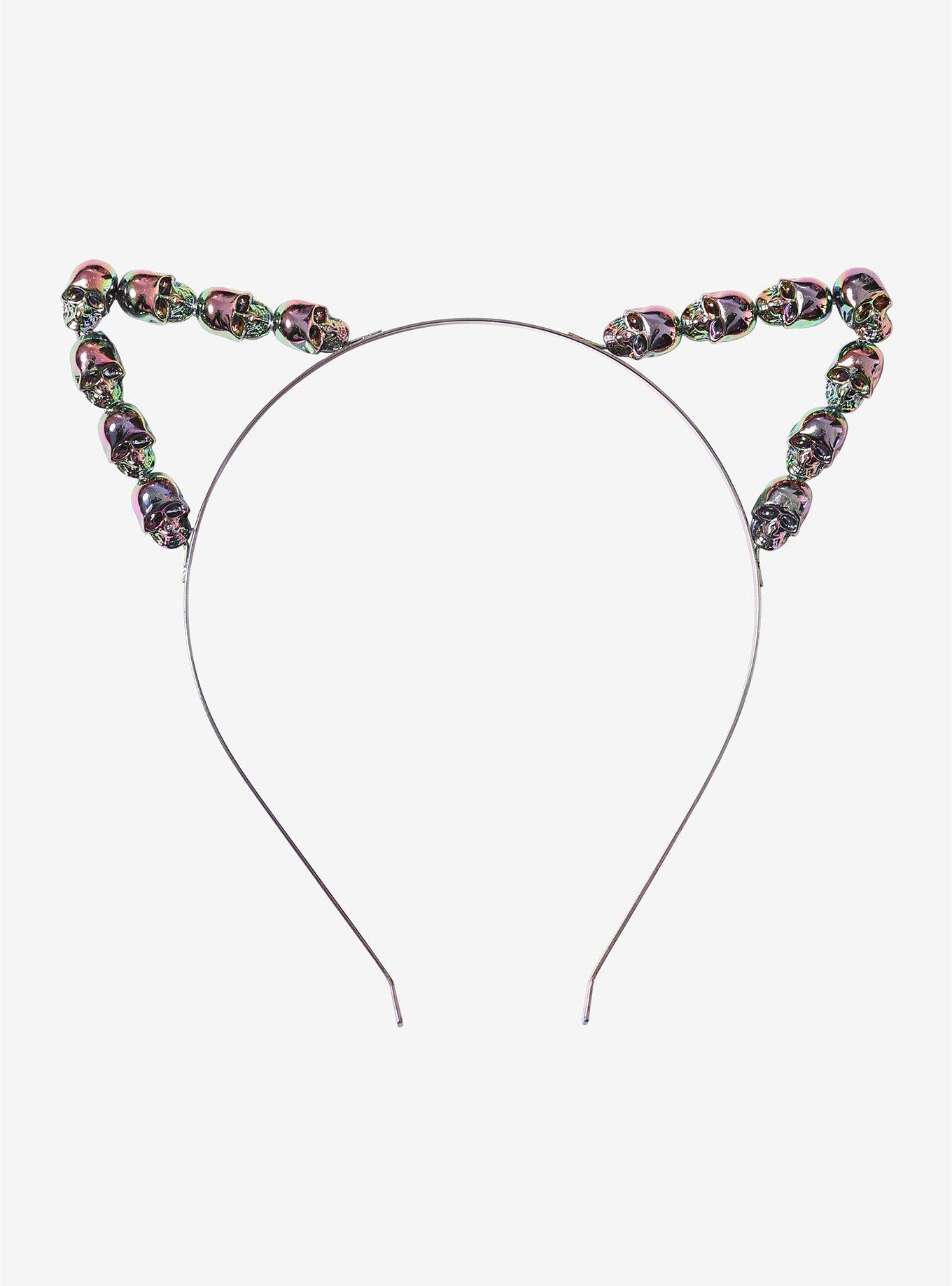 Anodized Skull Cat Ear Headband, , alternate