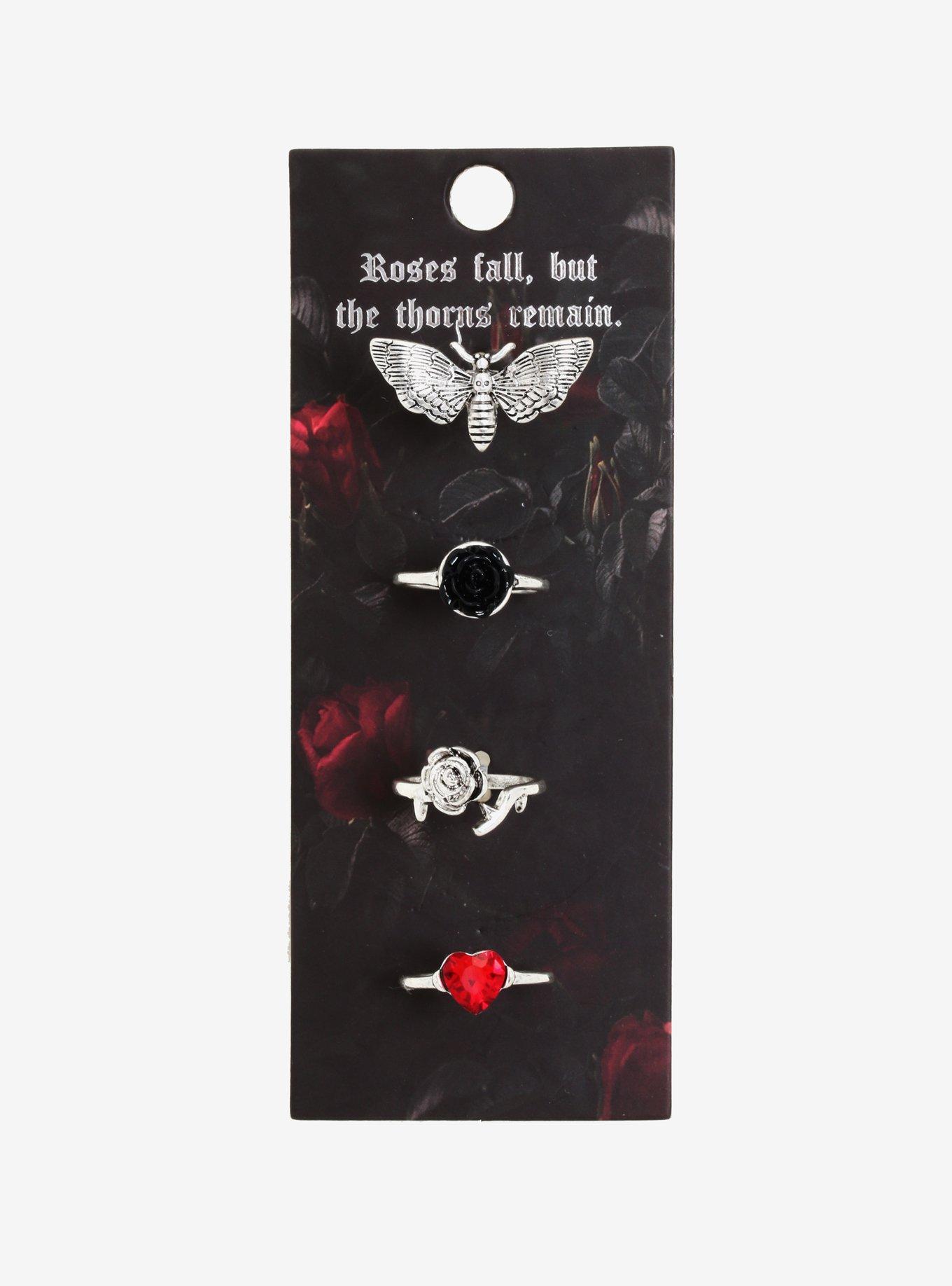 Death Moth Rose Ring Set, , alternate