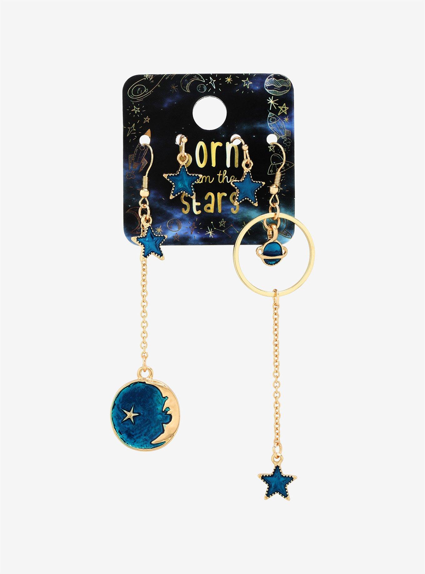 Star Planet Mismatch Drop Earring Set, , alternate