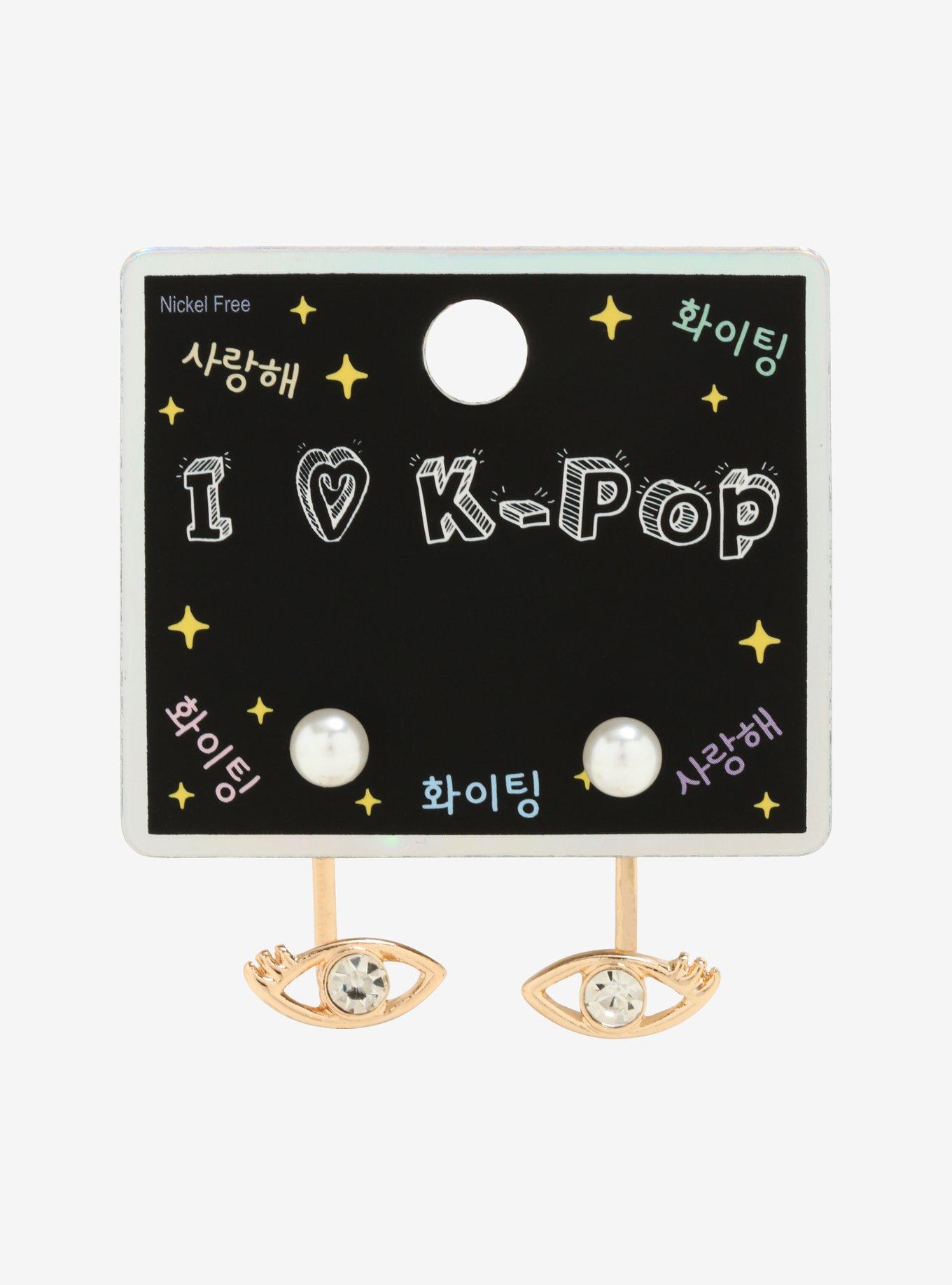 I Love K-Pop Evil Eye Earrings, , alternate