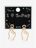 K-Pop Hand Heart Stud Earrings, , alternate