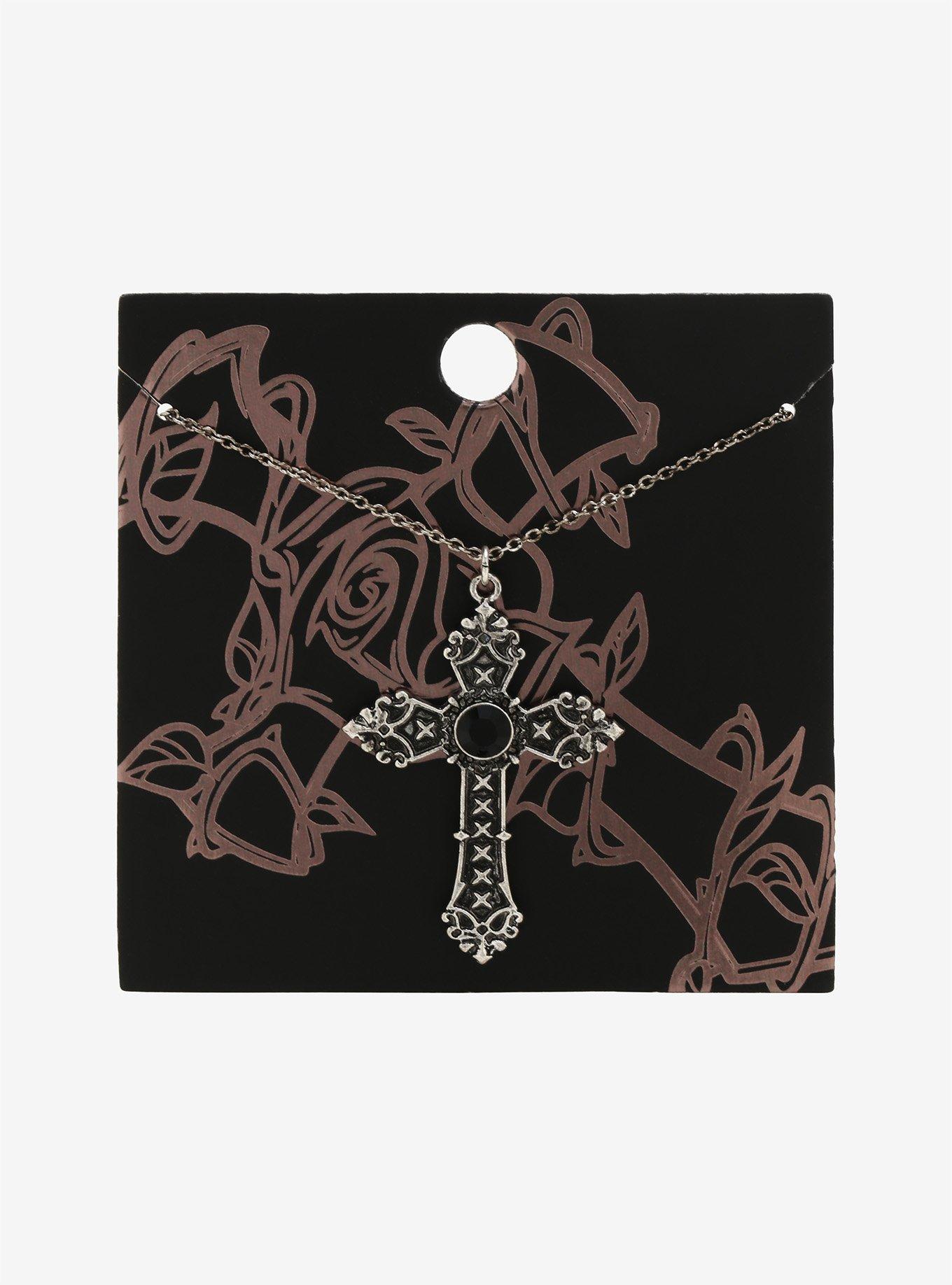 Gothic Cross Necklace, , alternate