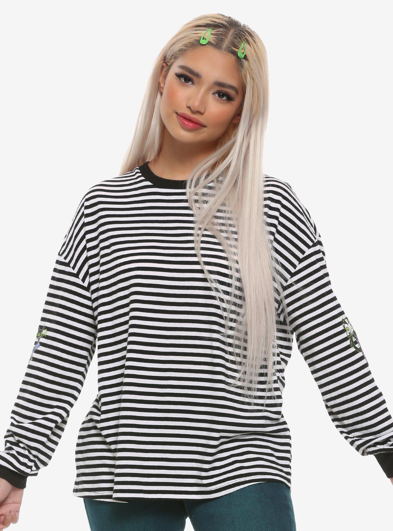 The Nightmare Before Christmas Stripe Oversized Long-Sleeve T-Shirt, , alternate