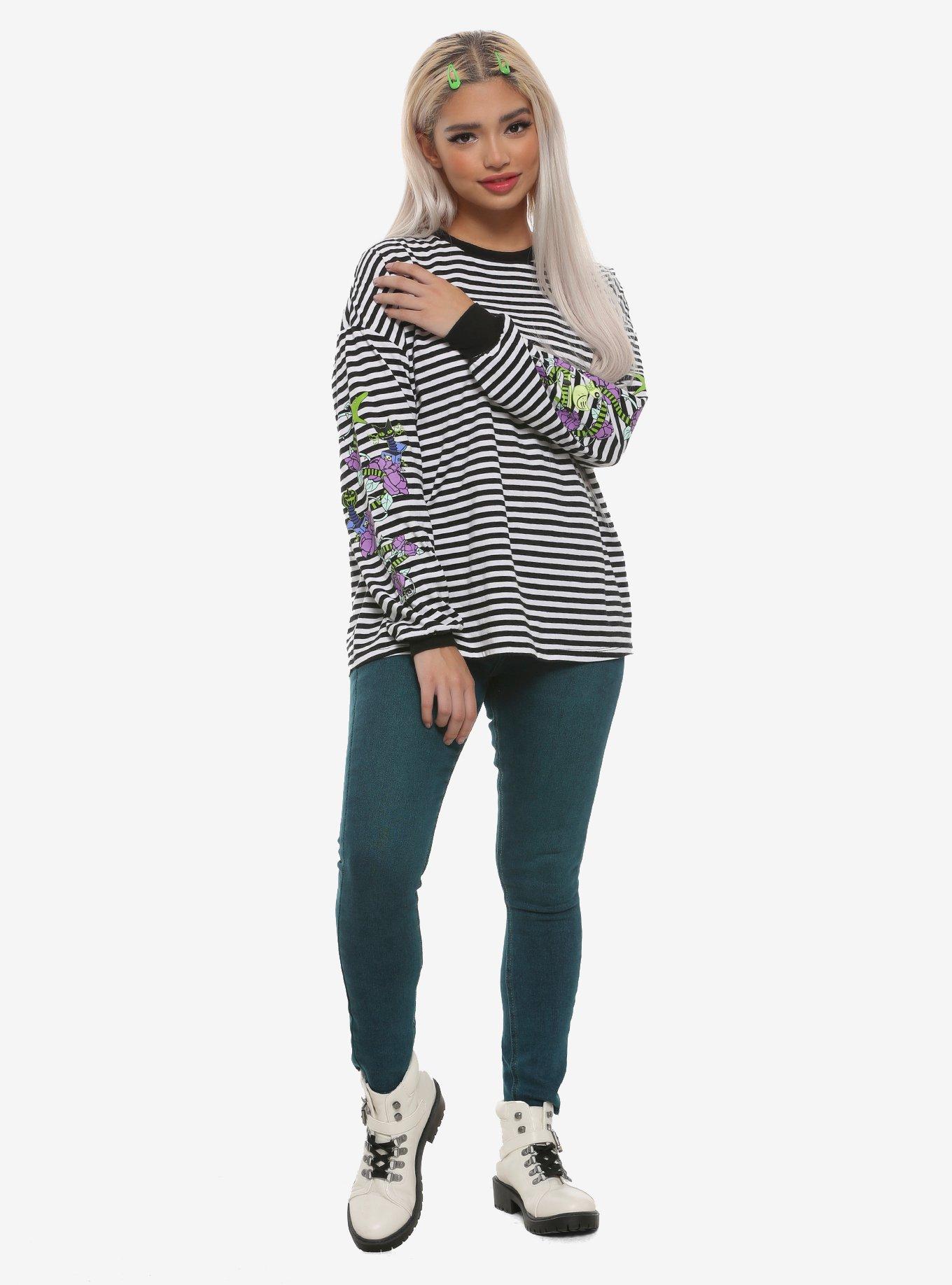 The Nightmare Before Christmas Stripe Oversized Long-Sleeve T-Shirt, , alternate