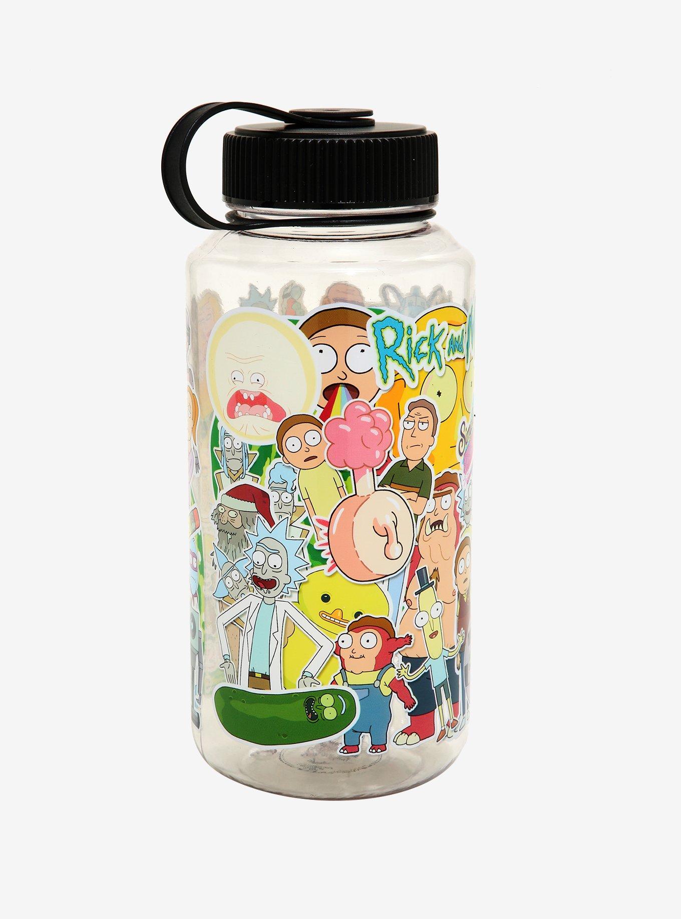 Rick and Morty Sticker Water Bottle - BoxLunch Exclusive, , alternate