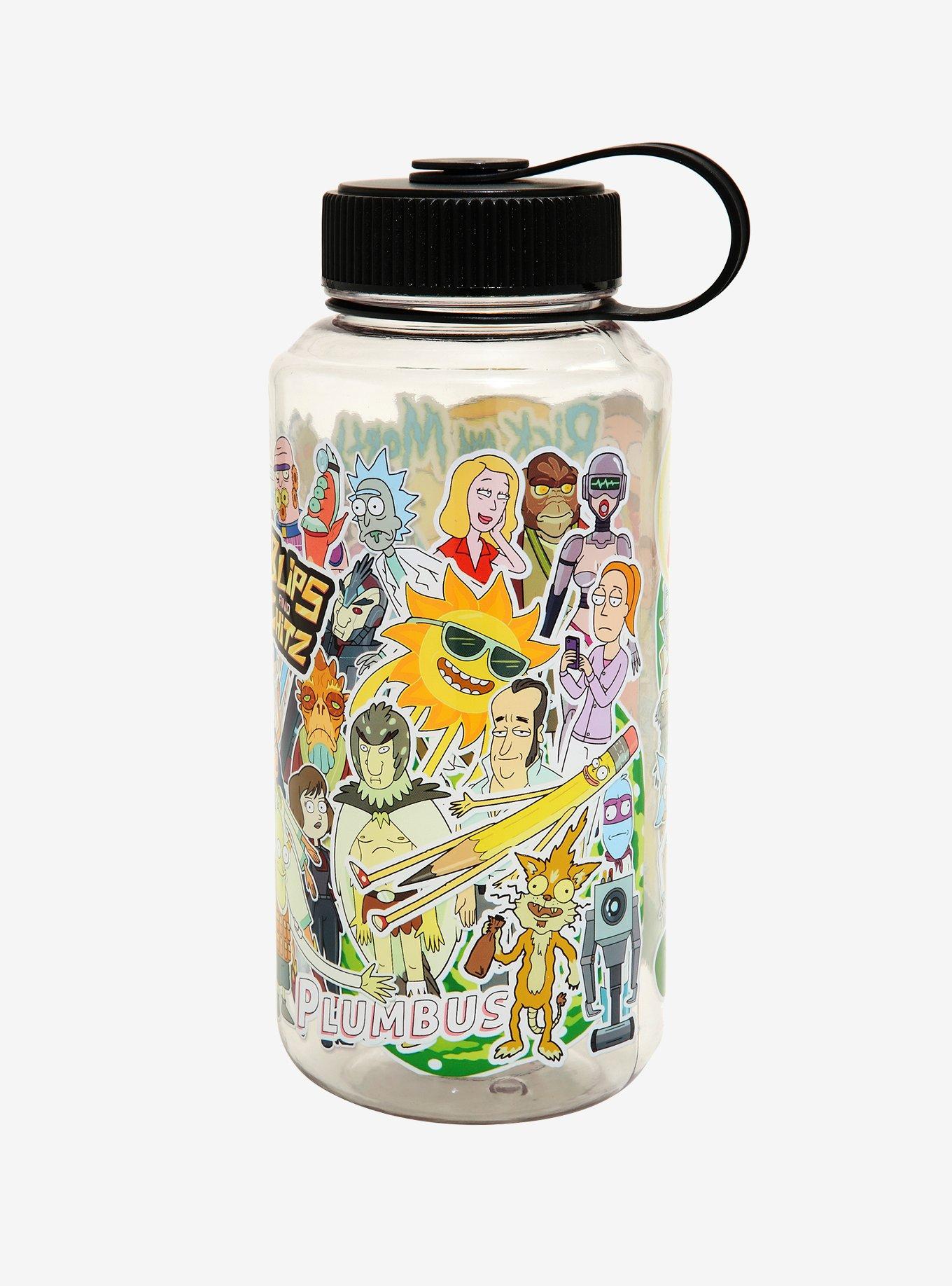Rick and Morty Sticker Water Bottle - BoxLunch Exclusive, , alternate