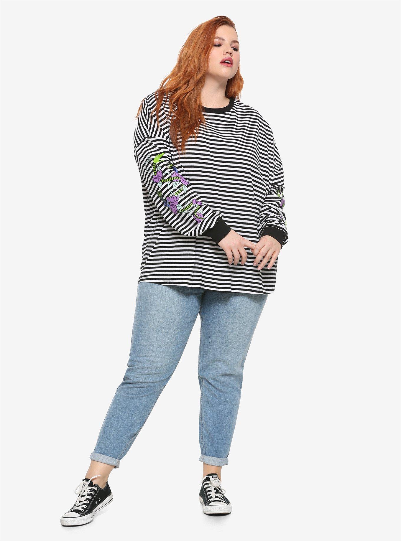 The Nightmare Before Christmas Stripe Oversized Long-Sleeve T-Shirt Plus Size, , alternate