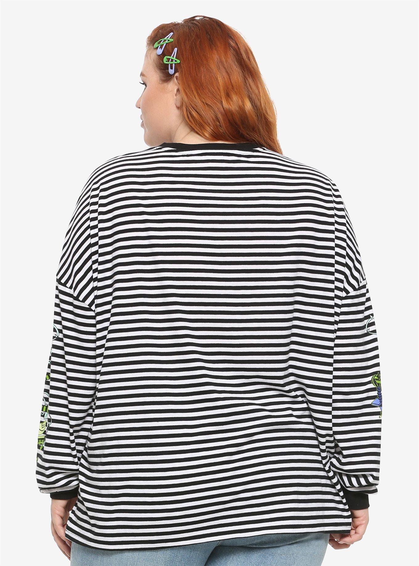 The Nightmare Before Christmas Stripe Oversized Long-Sleeve T-Shirt Plus Size, , alternate