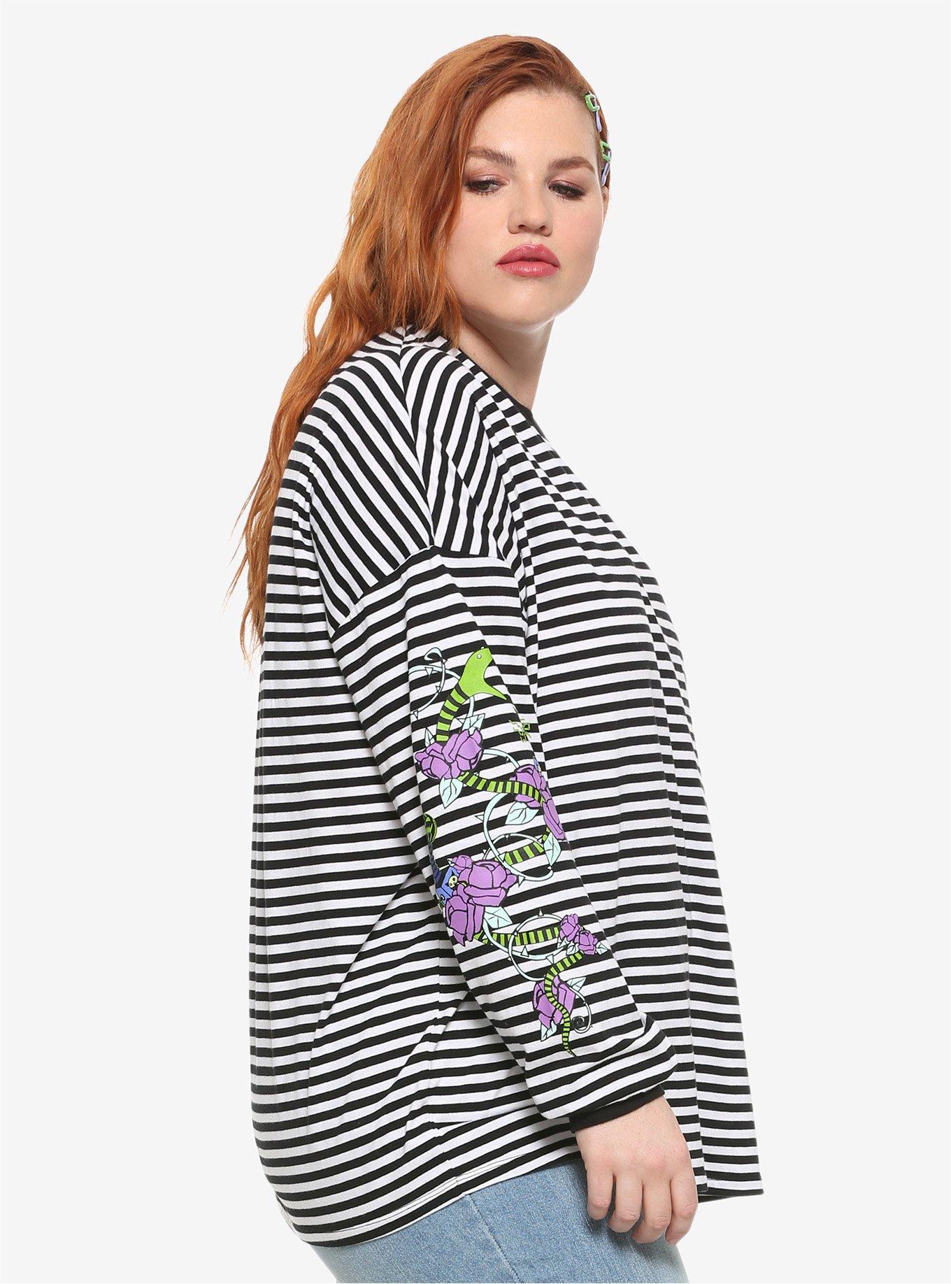 The Nightmare Before Christmas Stripe Oversized Long-Sleeve T-Shirt Plus Size, , alternate