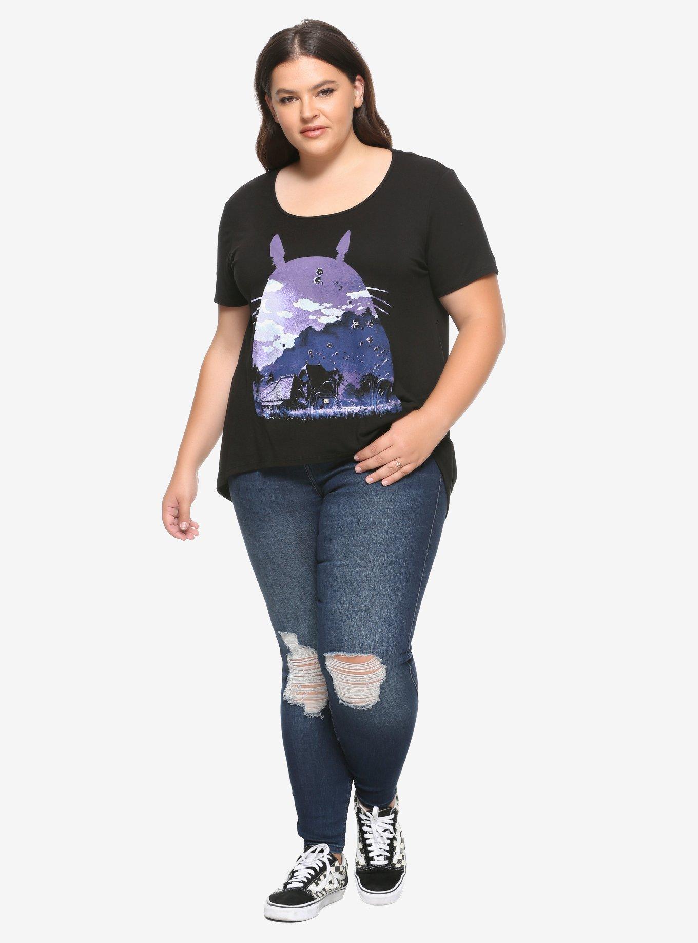 Studio Ghibli My Neighbor Totoro Purple Silhouette Girls Hi-Low T-Shirt Plus Size, PURPLE, alternate