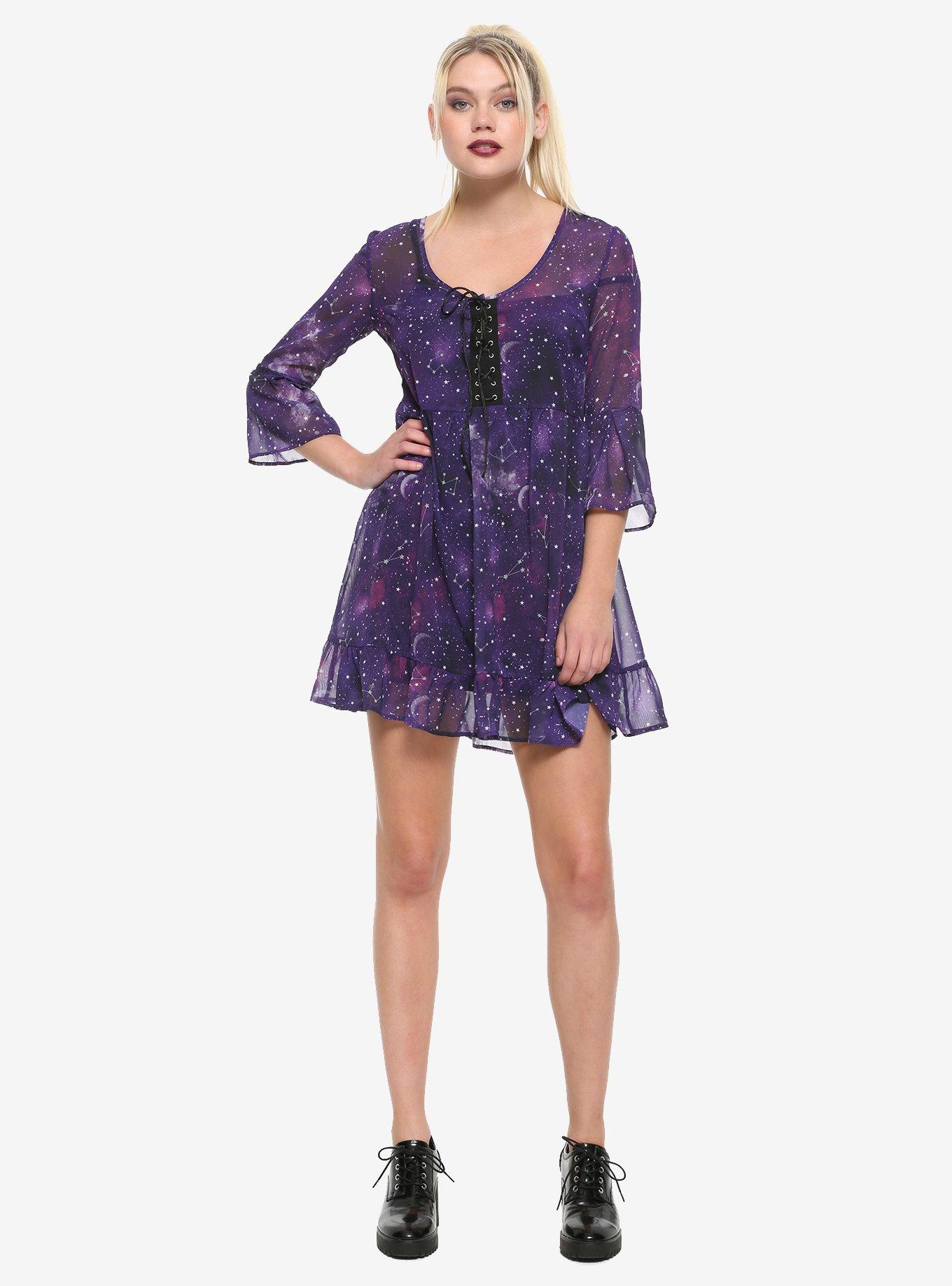 Puple Galaxy Chiffon Dress, GALAXY, alternate