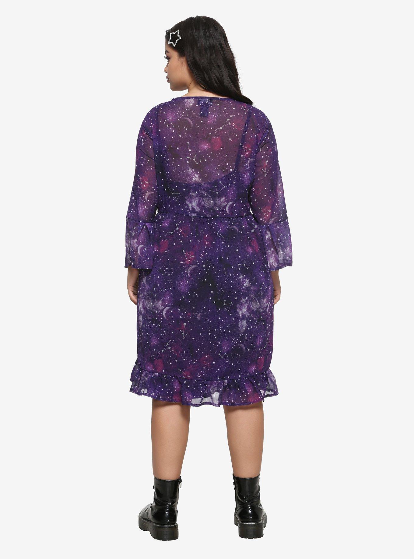 Puple Galaxy Chiffon Dress Plus Size, GALAXY, alternate