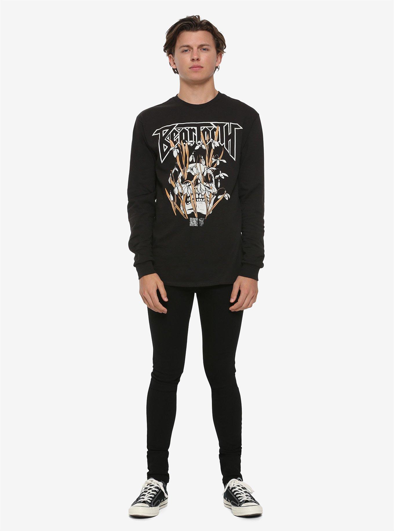 Beartooth Skullflowers Long-Sleeve T-Shirt, BLACK, alternate