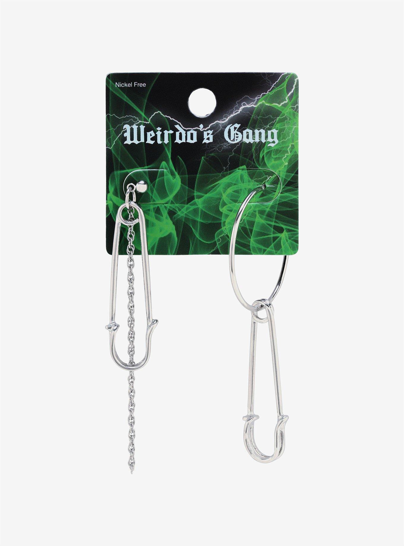 Weirdo's Gang Mismatch Safety Pin Earrings, , alternate