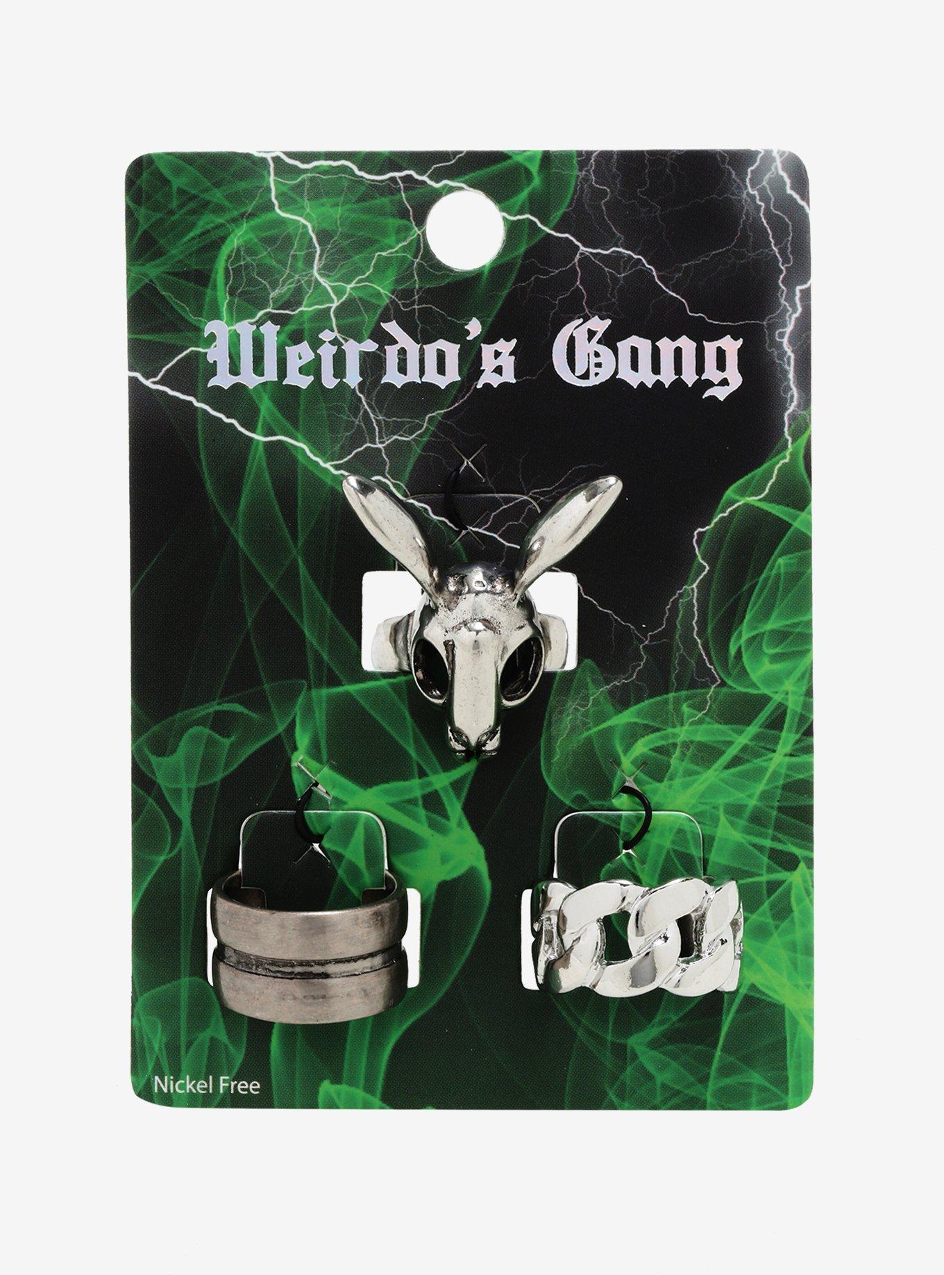 Weirdo's Gang Rabbit Skull Ring Set, , alternate