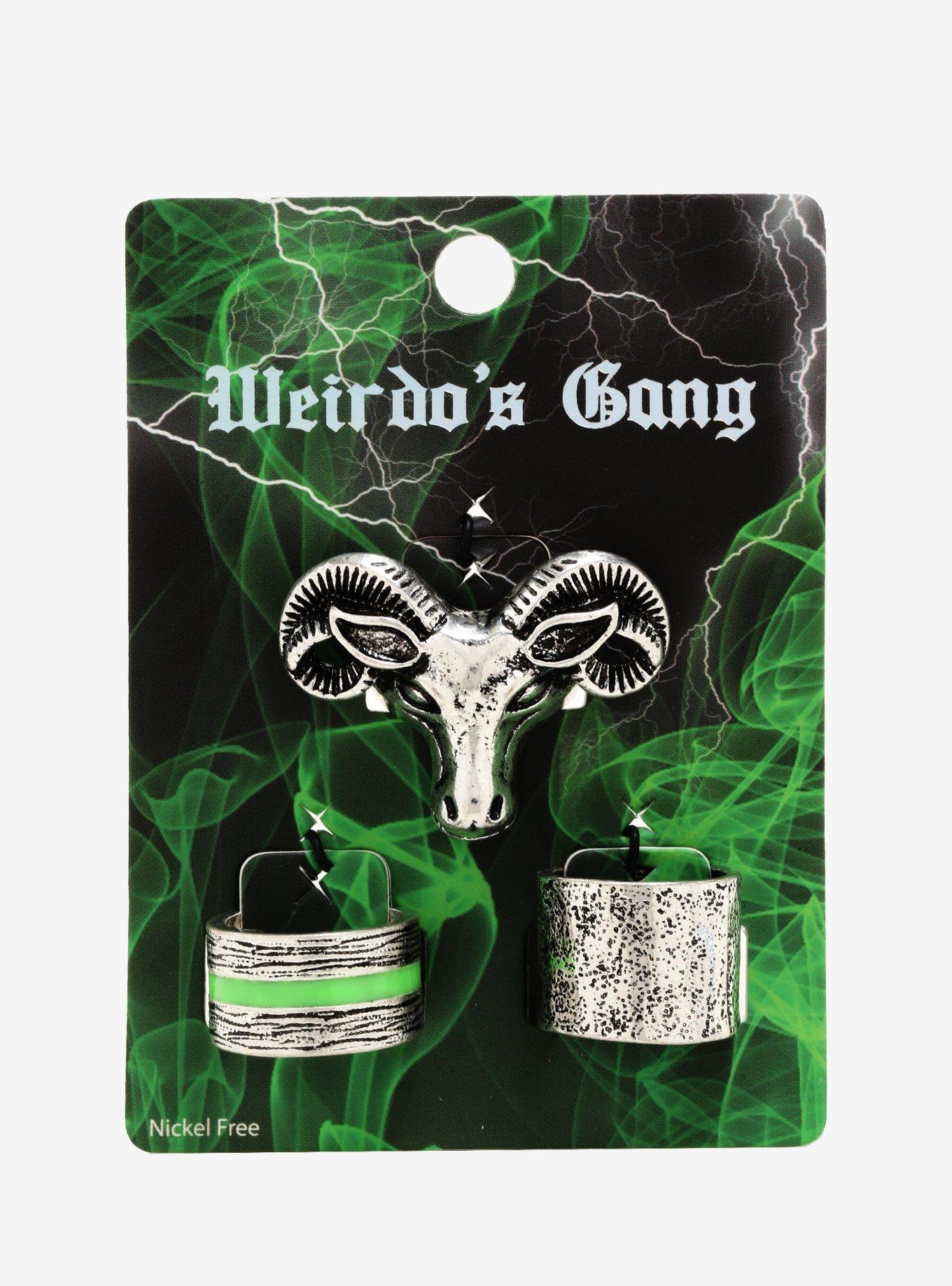 Weirdo's Gang Ram Skull Ring Set, , alternate
