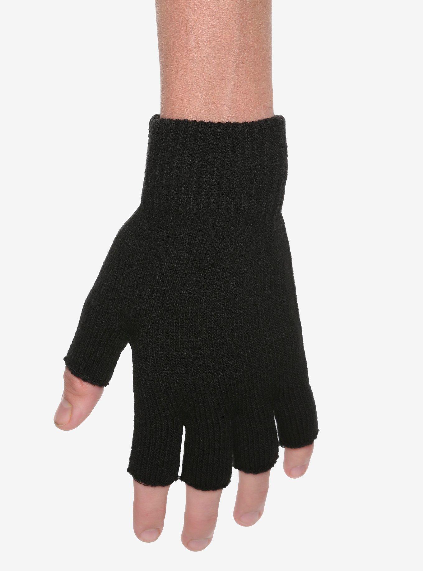 Black Fingerless Gloves, , alternate