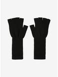 Black Extended Cuff Fingerless Gloves, , alternate