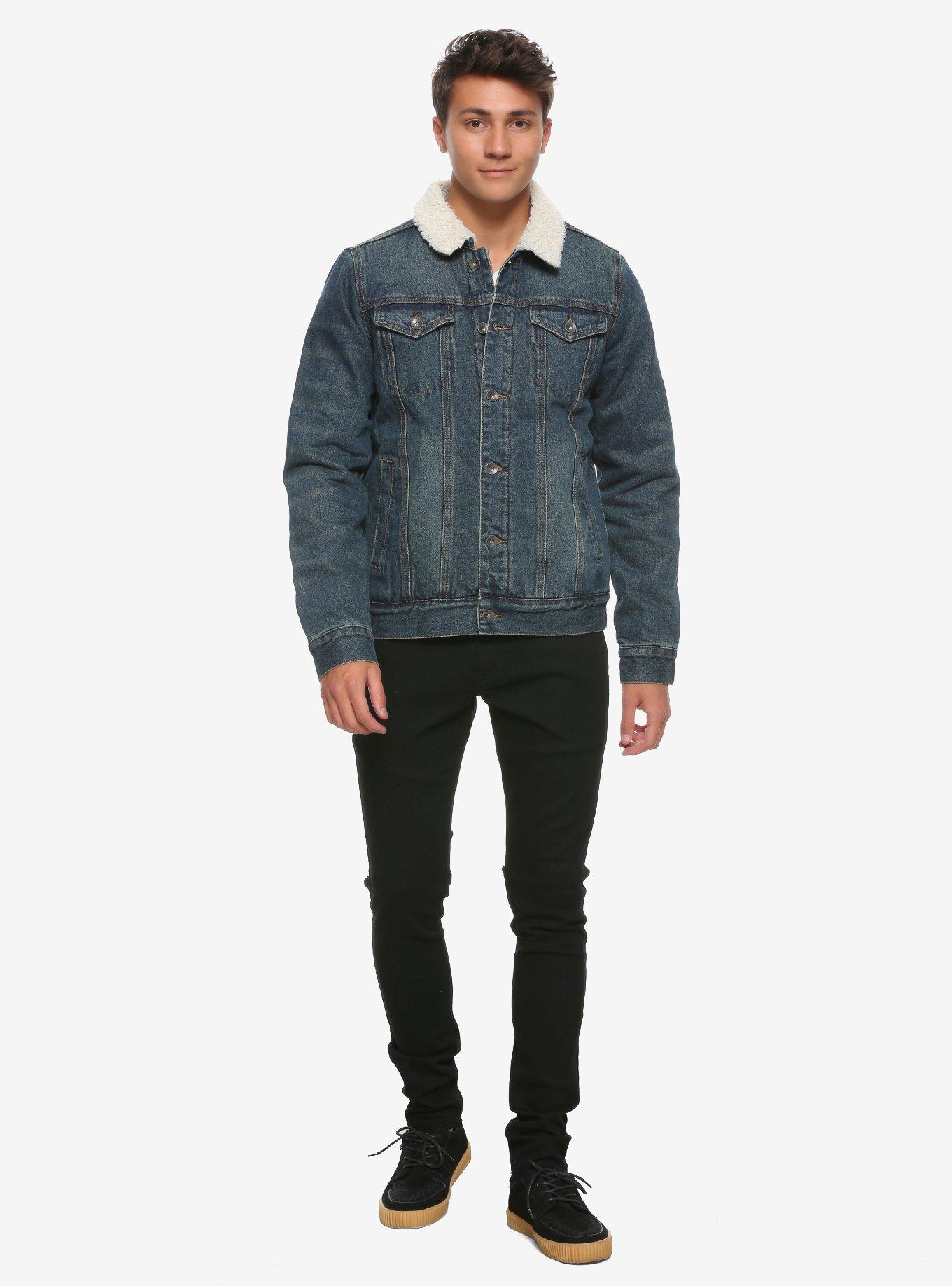 Indigo Denim Sherpa-Lined Jacket, INDIGO, alternate