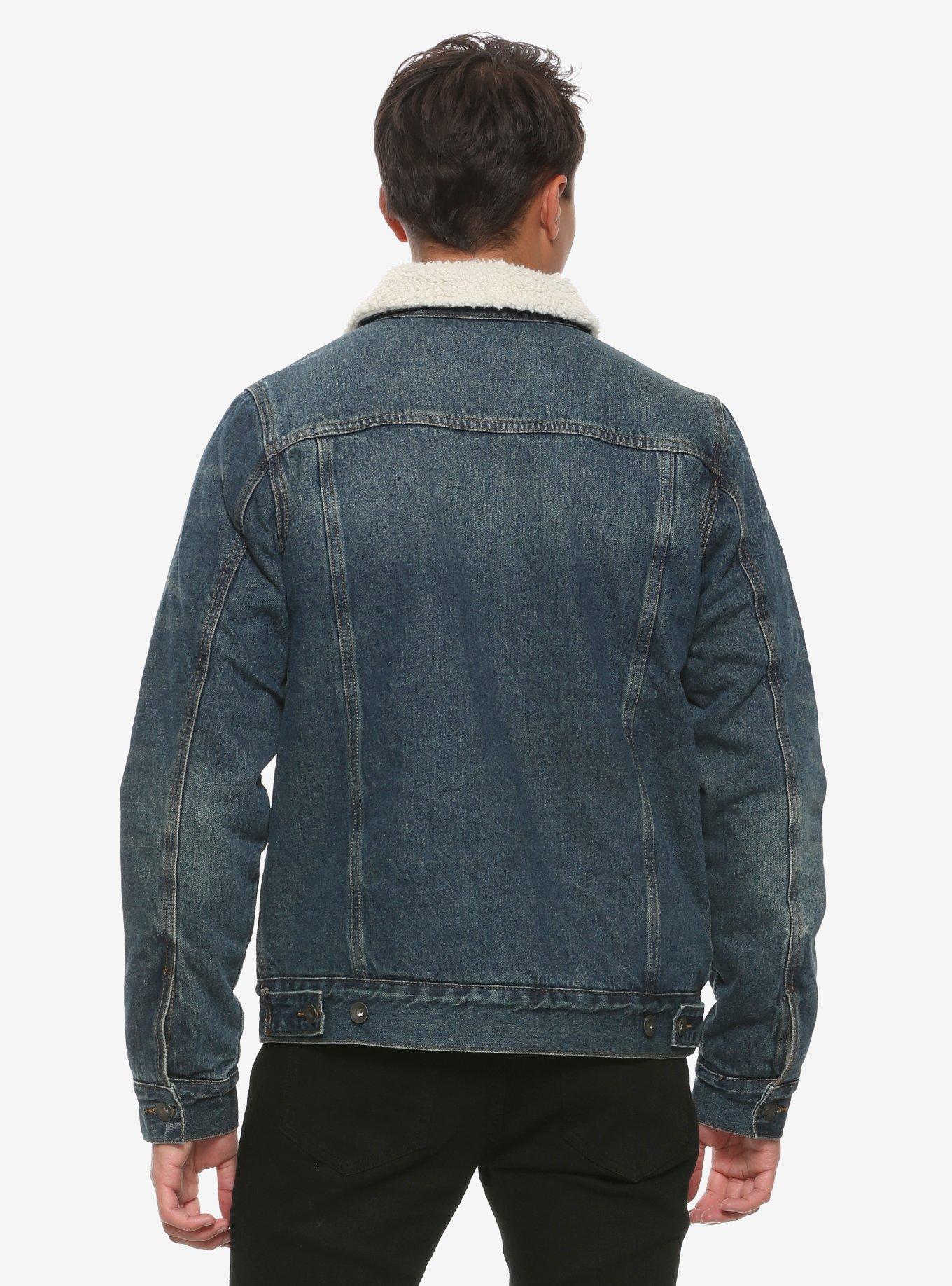 Indigo Denim Sherpa-Lined Jacket, INDIGO, alternate