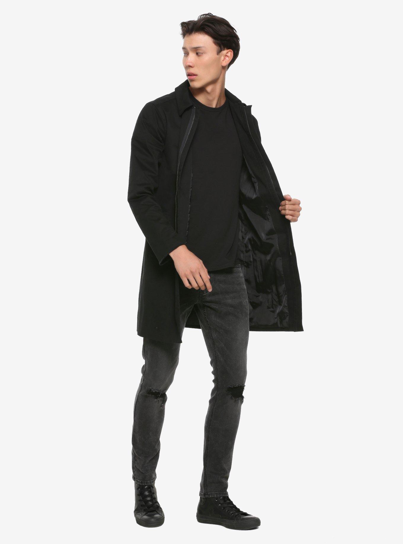 Black Trench Coat, BLACK, alternate