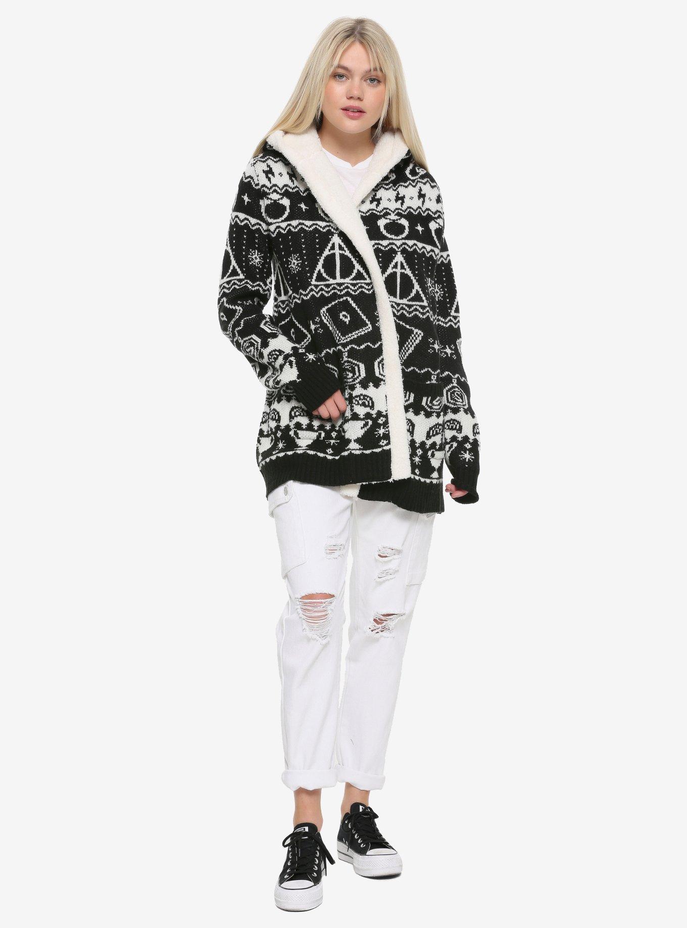 Harry Potter Horcrux Fair Isle Sherpa Girls Open Cardigan, , alternate