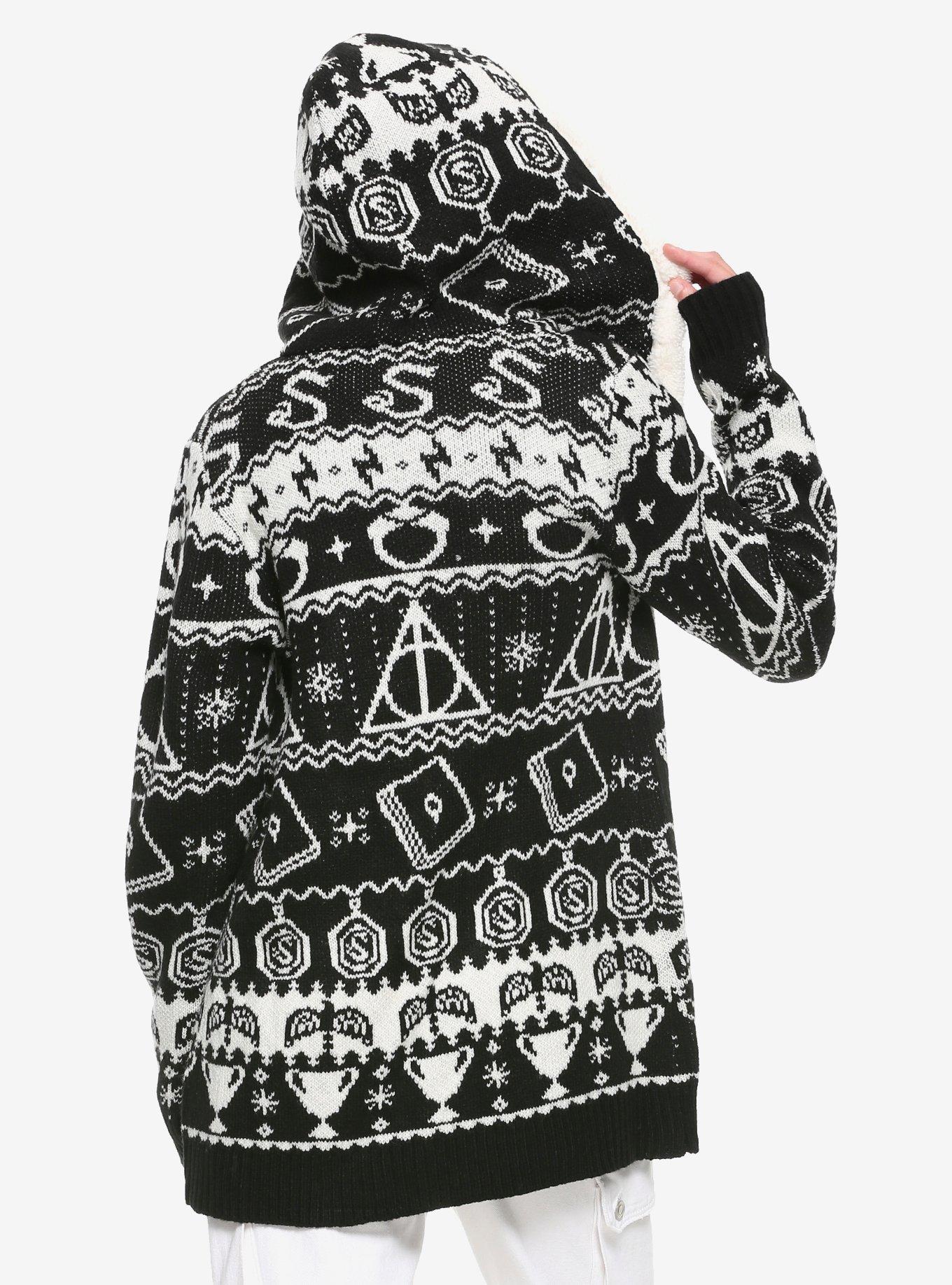 Harry Potter Horcrux Fair Isle Sherpa Girls Open Cardigan, , alternate