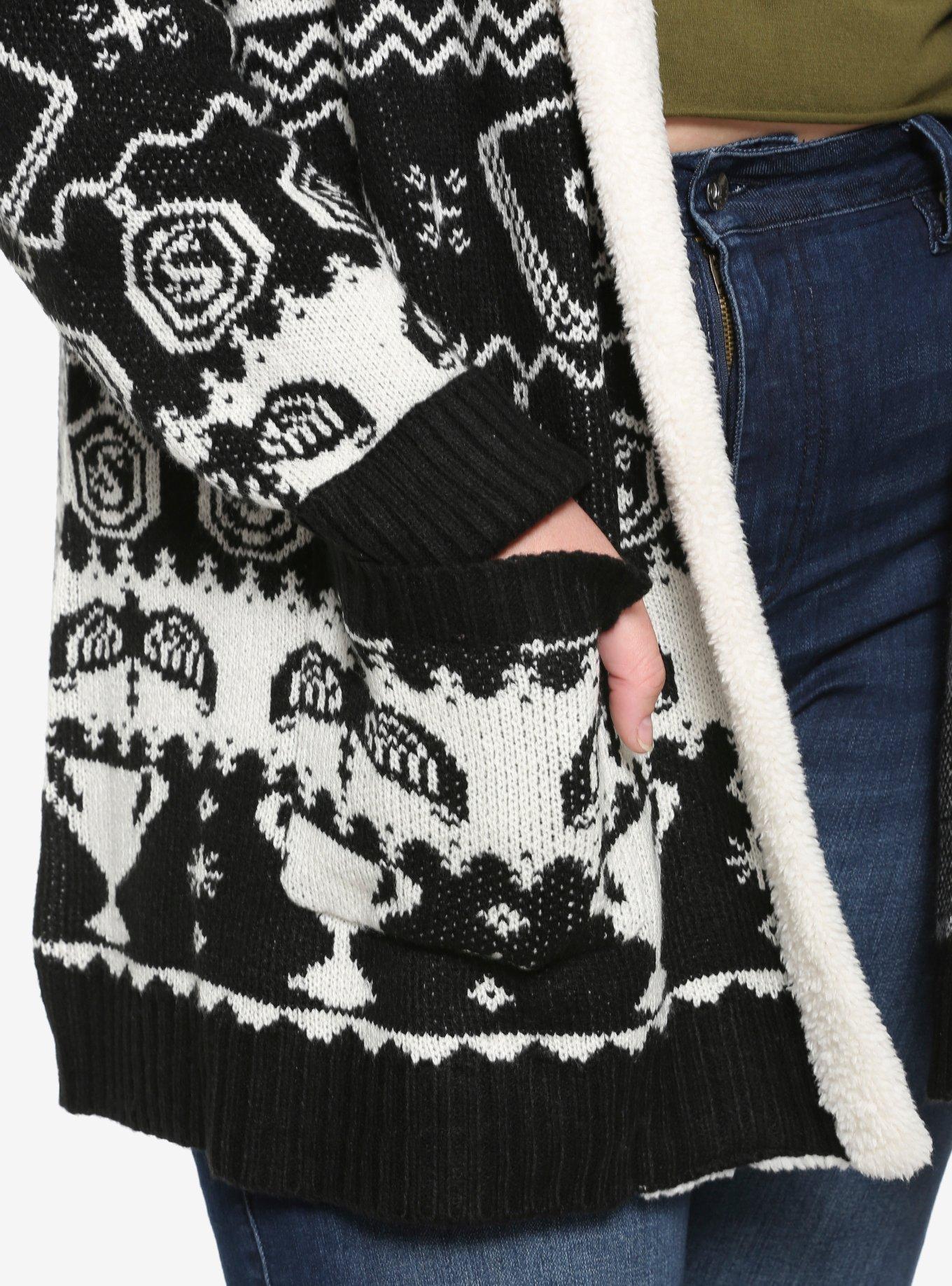 Harry Potter Horcrux Fair Isle Sherpa Open Cardigan Plus Size, , alternate